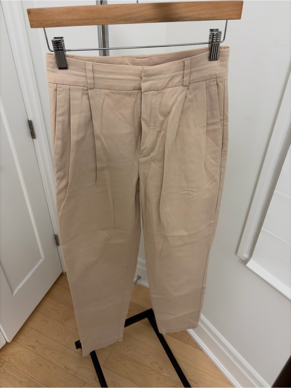 Massimo Dutti Beige Taper Fit Pants